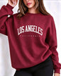 Felpa da donna con scollo rotondo, stampa con scritta LOS ANGELES, maniche lunghe, modello casual, ideale per un look streetwear, perfetta per l'autunno e l'inverno, felpa ampia.