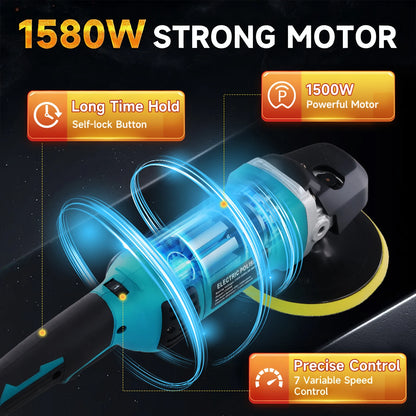 Lucidatrice per Auto Podofo 1580W, 6 Pollici, 7 Velocità Regolabili, Macchina Lucidatrice per Detailing e Ceratura Auto