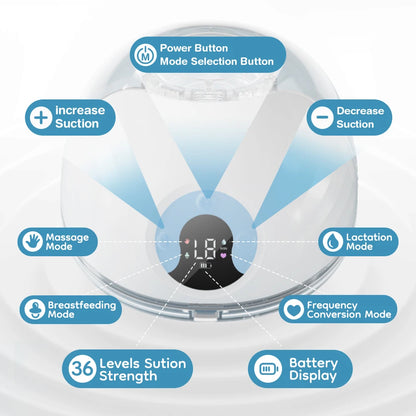 MAMIJOY 2PCS Tiralatte Indossabile 4 Modalità e 36 Livelli Tiralatte Elettrici Portatili Comfort Collettore di Latte Mani Libere Basso Niose