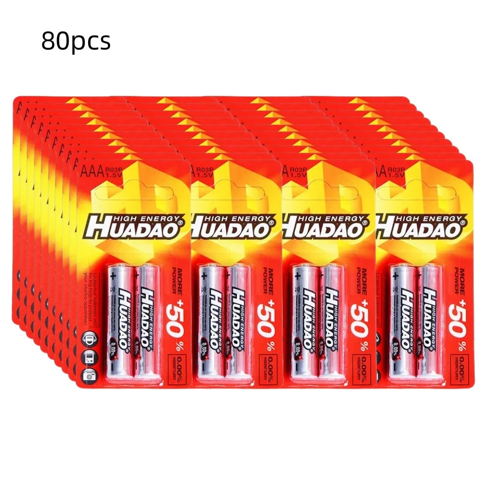 2-80 Batterie AAA 1.5V R03 Monouso al Zinco per Luci LED, Mouse, Calcolatrici, Giocattoli Elettrici, Telecomandi