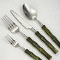 Set di Posate in Resina Stile Bambù, Acciaio Inossidabile 304, Posate Classiche, Opzioni da 1/3/4 Pezzi per Casa e Cucina