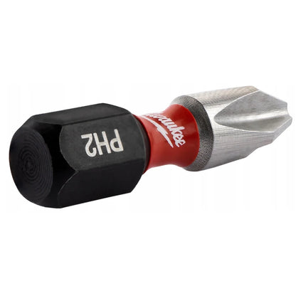 Milwaukee 4932430853 SHOCKWAVE PH2 25MM Punte per Avvitatore a Impatto, Confezione da 25 Pezzi, Accessori per Cacciavite Elettrico ad Alta Durezza ﻿