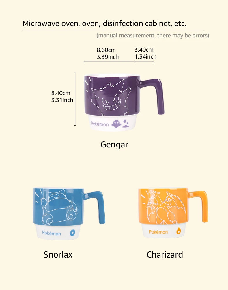 Tazze in Ceramica Pokémon SHUNXIANG, Impilabili, per Caffè, Latte, Tè, Colazione e Succhi, per Bambini