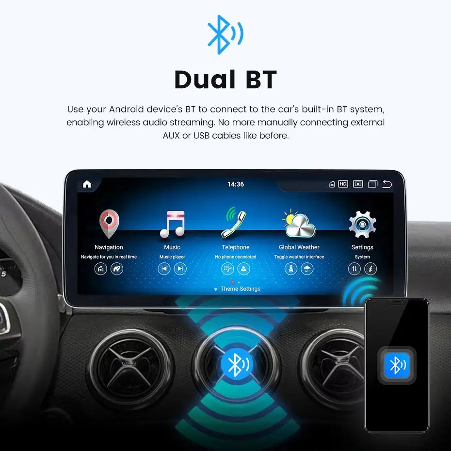 Schermo QLED da 12,3" con processore Snapdragon, risoluzione 1920x720, CarPlay wireless, Android Auto, navigazione GPS, sistema multimediale per Mercedes Benz Classe C W205 NTG5.0, sistema intelligente, lettore video 4K, tele