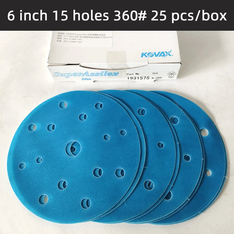 25 pezzi KOVAX carta morbida opaca da 6 pollici autoadesiva floccata carta vetrata rotonda 150mm vernice per auto superficie bellezza lucidatura