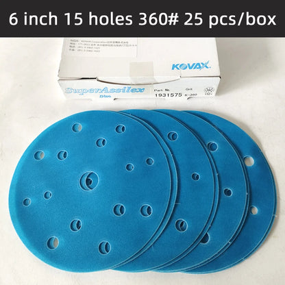 25 pezzi KOVAX carta morbida opaca da 6 pollici autoadesiva floccata carta vetrata rotonda 150mm vernice per auto superficie bellezza lucidatura