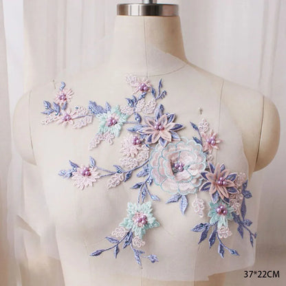 Tessuto per toppe ricamate con fiori eleganti viola per abiti, tende per la casa, accessori per abbigliamento da festa, riparazioni di applique per cucire