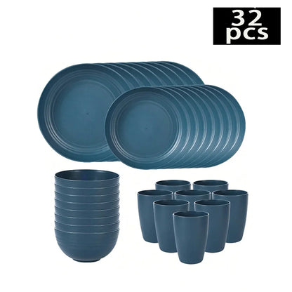 Il set da 16 pezzi / 32 pezzi include tazze, piatti e ciotole lavabili in lavastoviglie, oltre a set per la casa.