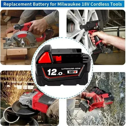 Batteria sostitutiva da 18 V 12,0 Ah, compatibile Milwaukee M18 - Batteria ricaricabile agli ioni di litio 21700 a 15 celle Modello M18 - 48-11-1815