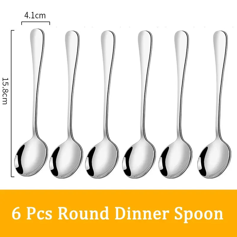 Set di posate da 24 pezzi in acciaio inossidabile, set di stoviglie, cucchiaio e forchetta, coltello, forchetta, cucchiaio da dessert, cucchiaio da tè