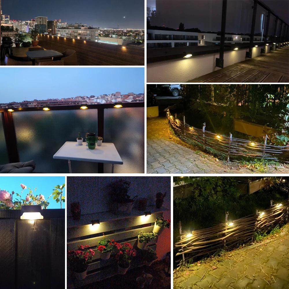 Lampada da gradino solare a LED bianca calda, luci da giardino per esterni, decorazione per balcone impermeabile, per recinzione per scale da patio