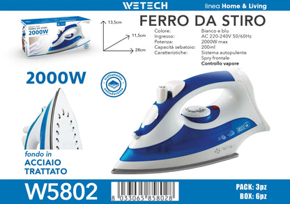 Ferro da Stiro Elettrico Portatile Mini, Ferro a Vapore per Vestiti, Ferro Regolabile con Piastra in Ceramica, Modelli W5801, W5802, W5803, W5804, W5806