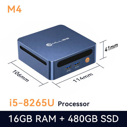 Mini PC Mllse M4 con Processore Intel Core I5-8265U, RAM DDR4 16GB, SSD 480GB, WiFi 5, BT 4.2, Win11, Computer Desktop Mini