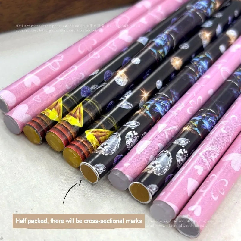 Matita per Nail Art, Strumento per la Raccolta di Strass, Utensile di Presa Senza Contatto, Matita Autoadesiva per Cristalli e Cera per Decorazioni Fai-da-Te per Manicure