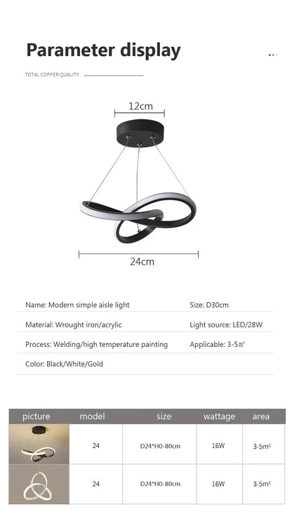 Lampada a sospensione moderna a LED con design irregolare aerodinamico Piccola lampada a sospensione creativa per camere da letto, sala da pranzo, sale studio