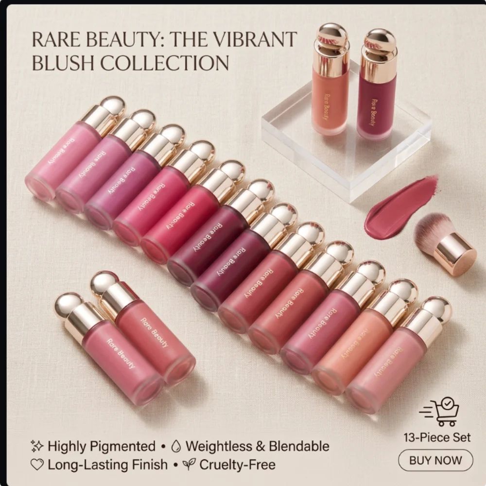 Rare Beauty Blush Liquido Ultra-Pigmentato a Lunga Durata, Impermeabile, Leggero e Fluido, Collezione Worth Virtue Hope Joy