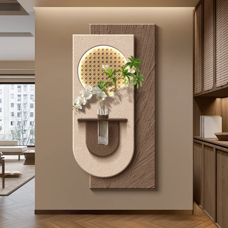 Decorazioni per l'ingresso Lampade da parete a LED Pianta verde Corridoio Corridoio Moderno dipinto sospeso Luci murali per vasi da soggiorno di fascia alta