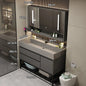 Combinazione di mobile lavabo e specchio da bagno in nano-roccia di lusso leggero