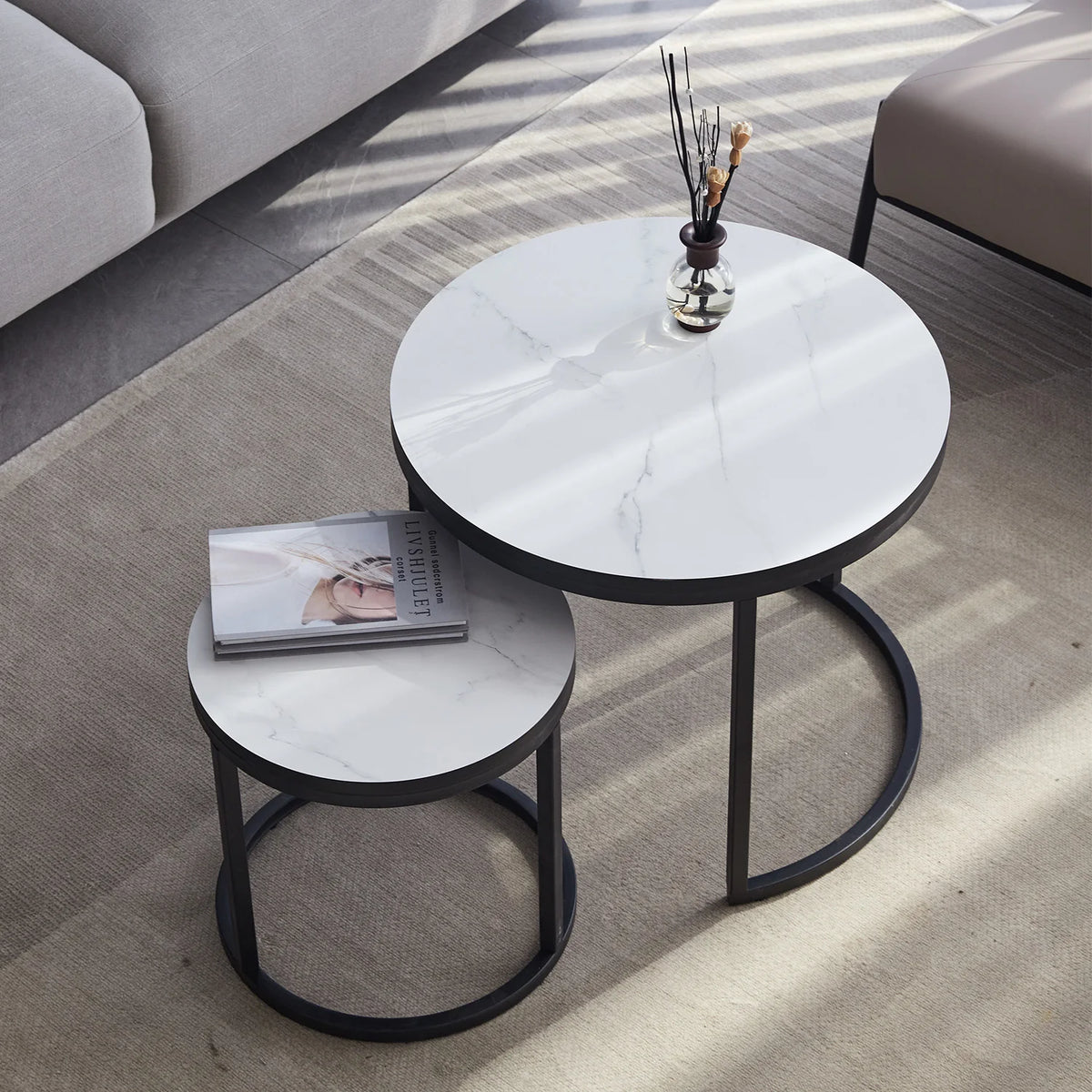 2 pezzi tavolino nordico 2 in 1 combinazione rotonda tavolo da tè per ufficio moderno e minimalista divano per la casa Ins tavolino soggiorno