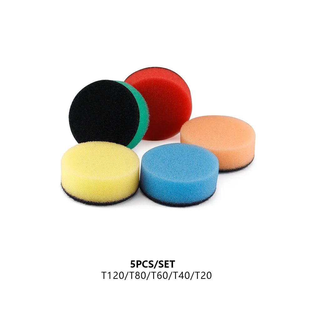 SPTA 5 pezzi 1 pollice (30 mm) 2 pollici (50 mm) mini tamponi in schiuma spugna per lucidatura per kit di lucidatura per dettagli trapano rorario per auto