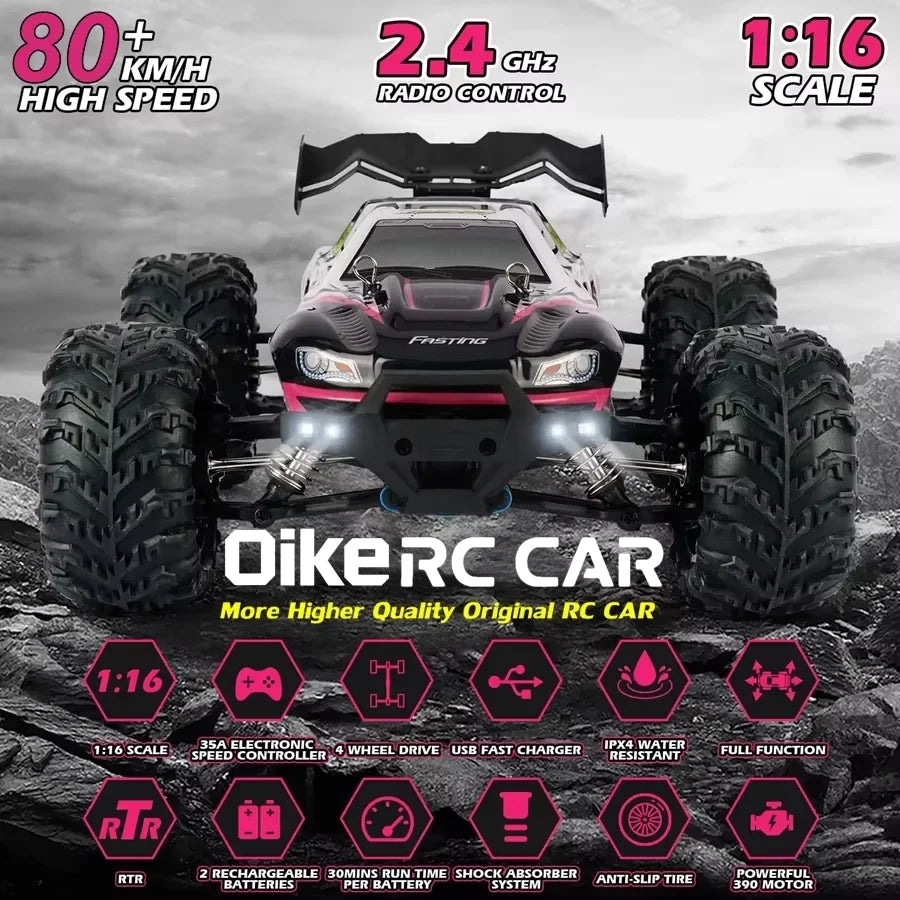 Auto radiocomandata Oike 4WD, fuoristrada 4x4, buggy ad alta velocità, camion super brushless, 50 o 80 km/h, auto da corsa con drift veloce, giocattolo, regalo
