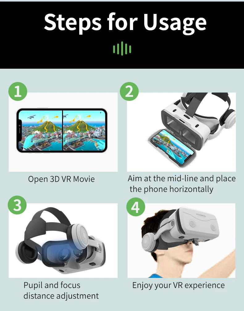 Occhiali per realtà virtuale VR Dispositivi per cuffie 3D Viar Occhiali per casco Lenti Smart per smartphone Telefono Cuffia mobile Realidade