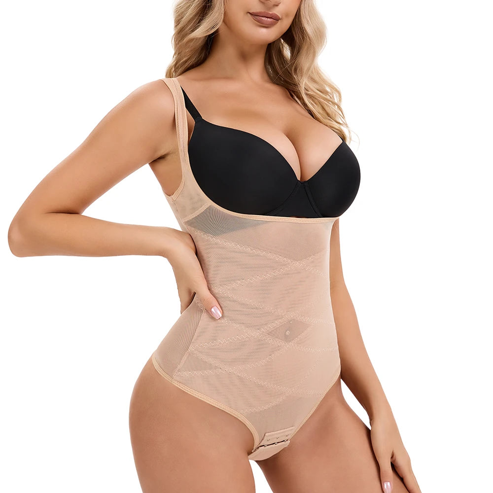 Mesh Shapewear Body per le donne Tummy Control vita Trainer Butt Lifter mutandine dimagrante Body Shaper Open Bust Underwear 2024