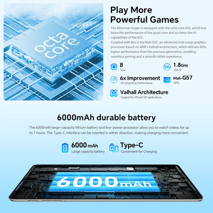 Custodia per tablet Teclast P30T, Android, 16, 10,1", 16 GB (3 GB + 13 GB) di RAM, 128 GB di ROM, CPU a 8 core, tutto in uno: custodia per P30T/tastiera/mouse/penne/auricolari/supporto.