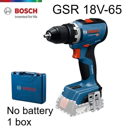 Trapano Avvitatore a Batteria Bosch GSR 18V-65 Brushless, 18V 63Nm, Alta Coppia, Ideale per Spazi Ristretti, Funzione Anti-Rotazione Inversa
