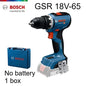 Trapano Avvitatore a Batteria Bosch GSR 18V-65 Brushless, 18V 63Nm, Alta Coppia, Ideale per Spazi Ristretti, Funzione Anti-Rotazione Inversa