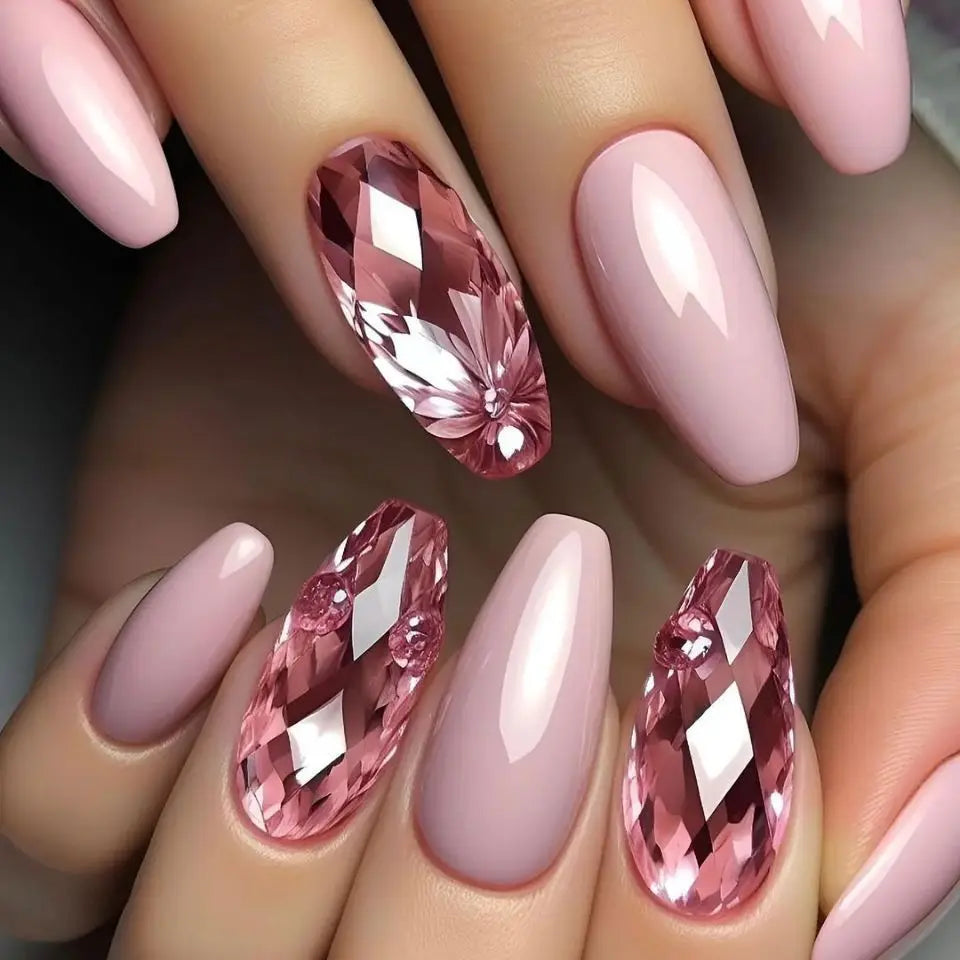 24 pezzi Stampa sulle unghie Design floreale Balletto di media lunghezza Unghie finte Moda Marrone Copertura completa Suggerimenti per manicure Set di unghie finte danneggiabili