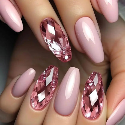 24 pezzi Stampa sulle unghie Design floreale Balletto di media lunghezza Unghie finte Moda Marrone Copertura completa Suggerimenti per manicure Set di unghie finte danneggiabili