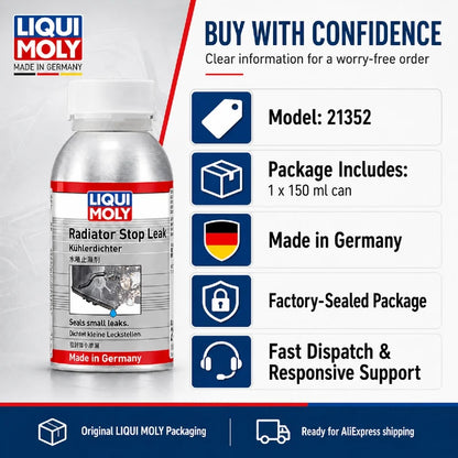LIQUI MOLY Radiator Stop Leak 21352 150ml Sigillante per Sistema di Raffreddamento per Auto e Moto, Riparazione di Piccole Perdite nel Motore Raffreddato ad Acqua