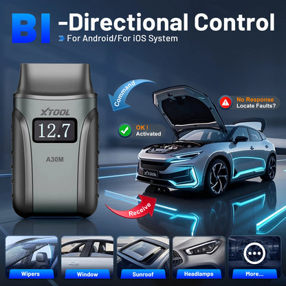 XTOOL A30M OBD2 Scanner Strumenti diagnostici Bluetooth Scanner automobilistico Aggiornamento gratuito a vita Bidirezionale CAN FD FCA 26+ Reset