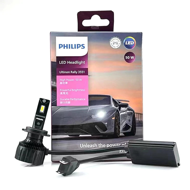 Philips LED H7 Ultinon Rally 3551 Potenza massima 50W 4500LM Faro per auto 6500K Lampade LED bianche Max Lumen Watt PX26d LUM11972U3551X2