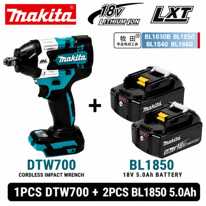 Avvitatore a impulsi Makita DTW700 18V senza fili, brushless, 700 Nm, professionale, con attacco quadrato da 1/2 pollice, velocità variabile, Auto-Stop, compatibile con batterie Makita LXT BL1830 BL1840 BL1850 BL1860B - Maga