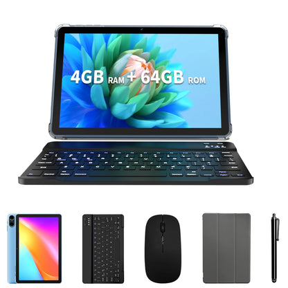 Tablet Android da 10.1" con Processore Octa-core, 16GB (4+12GB Virtuali) di RAM, 64GB di ROM, Schermo Touch HD IPS, Wi-Fi 6, BT 5.0, Doppia Fotocamera