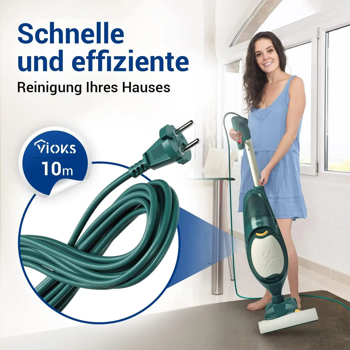 Cavo di Alimentazione e Cavo di Ricambio per Aspirapolvere Vorwerk, Compatibile con Kobold VK140 VK150
