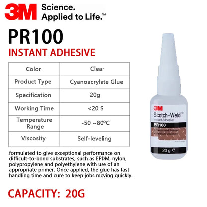 Adesivo Istantaneo Originale 3M PR40 PR100 PR1500 Scotch-Weld per Plastica, Gomma, Guarnizioni, Gioielli, Elettronica, Colla CA a Rapida Asciugatura