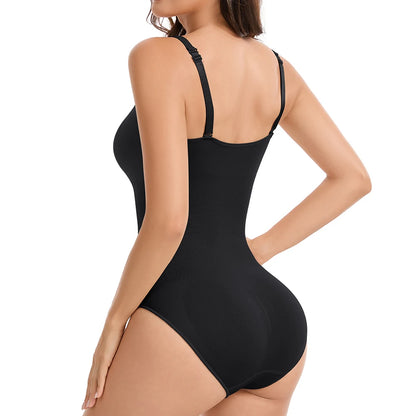 Body modellante da donna con scollo all'americana, controllo addominale, compressione, spalline convertibili, copertura totale, intimo modellante.