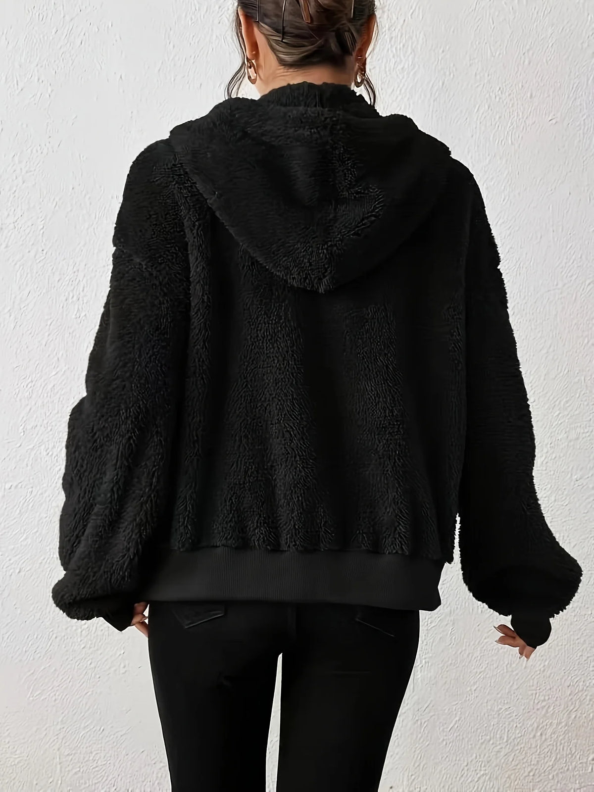 Felpa con cappuccio da donna per autunno e inverno, giacca con cardigan in velluto e cerniera, top nero e grigio, vestibilità ampia