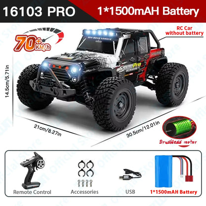 ZWN 1:16 70KM/H o 50KM/H Auto RC 4WD con LED, Auto Telecomandate ad Alta Velocità, Monster Truck da Drift per Bambini Vs Wltoys 144001 Giocattoli