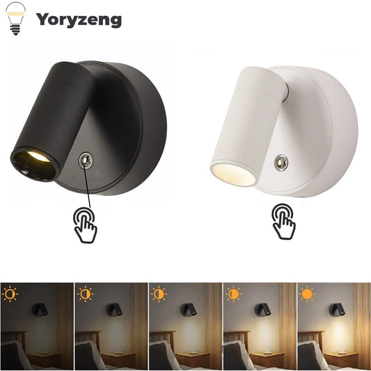 Lampada da parete a LED wireless ricaricabile tramite USB Lampada senza fili Faretto dimmerabile touch magnetico per lettura sul comodino della camera da letto Tipo-C