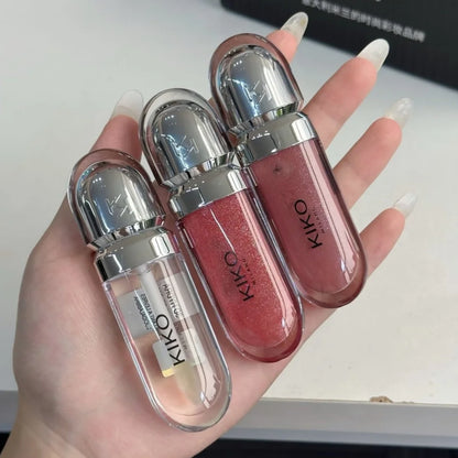 Kiko Milano Lucidalabbra 3D Hydra, smalto labbra idratante, effetto specchio con glitter, volumizzante, non appiccicoso, impermeabile, trucco labbra naturale