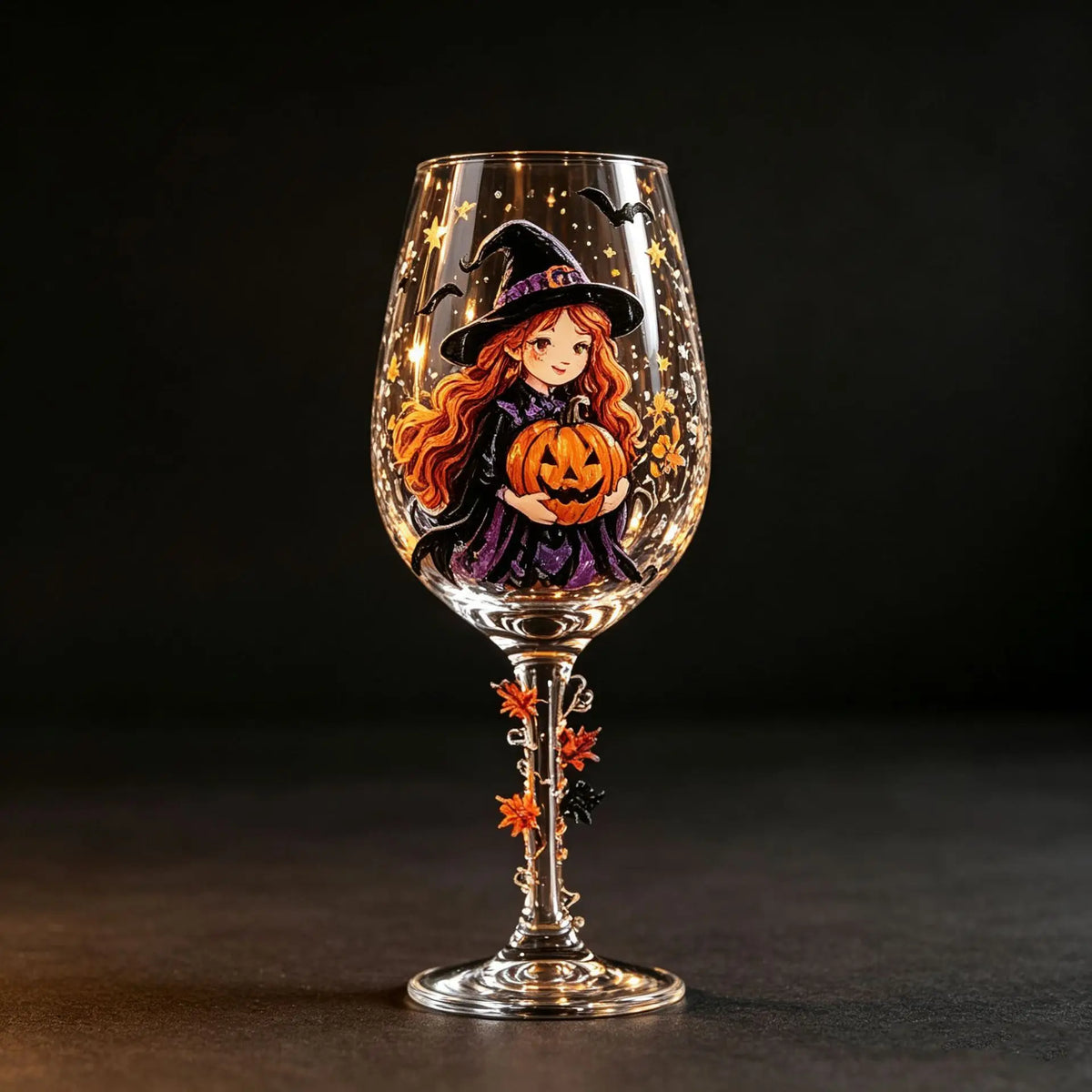 Set di Calici da Vino per Halloween in Confezione Regalo, Calici di Lusso in Vetro Artistico per Decorazioni da Tavola per Feste Invernali, Accessori Regalo per le Festività
