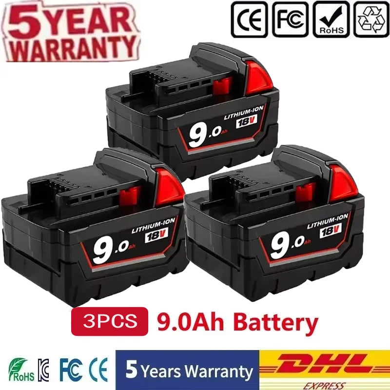 Batteria sostitutiva da 18 V 12,0 Ah, compatibile Milwaukee M18 - Batteria ricaricabile agli ioni di litio 21700 a 15 celle Modello M18 - 48-11-1815