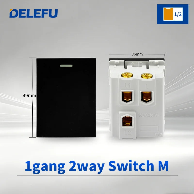 DELEFU Modulo Presa Combinabile Tipo-C Brasile - Uso Domestico - Nero - Assemblaggio Fai-da-te - Presa con Interruttore per Ricarica Rapida USB Tipo-C