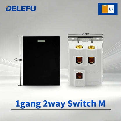DELEFU Modulo Presa Combinabile Tipo-C Brasile - Uso Domestico - Nero - Assemblaggio Fai-da-te - Presa con Interruttore per Ricarica Rapida USB Tipo-C