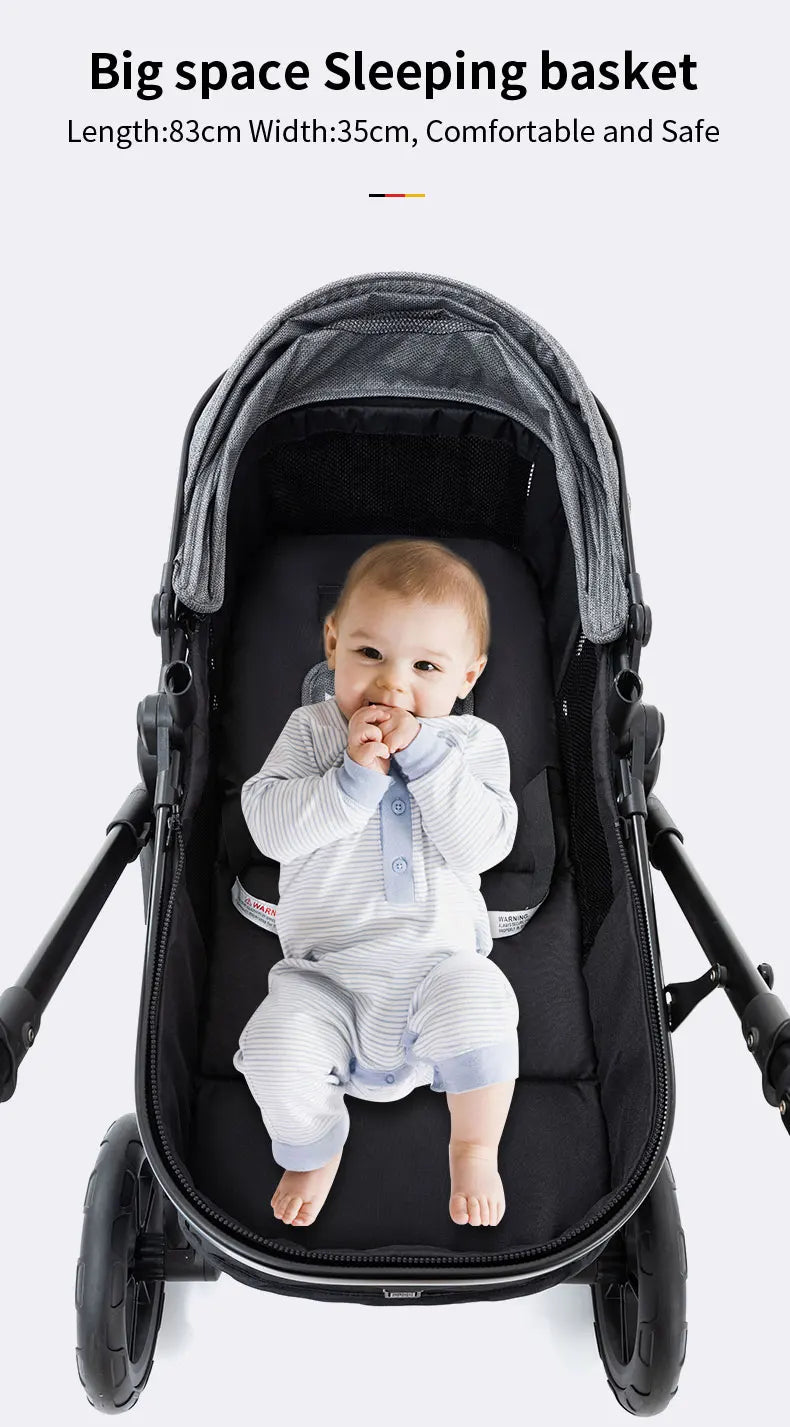 Nuovo passeggino di lusso 3 in 1 carrozzina da viaggio portatile pieghevole carrozzina alta paesaggio telaio in alluminio passeggino neonato