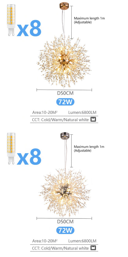 Lampadario di Lusso IRALAN a Soffitto, Lampada a Sospensione in Cristallo a Forma di Soffione, Luce a 3 Colori, Lampade a LED per Tavolo da Pranzo e Soggiorno